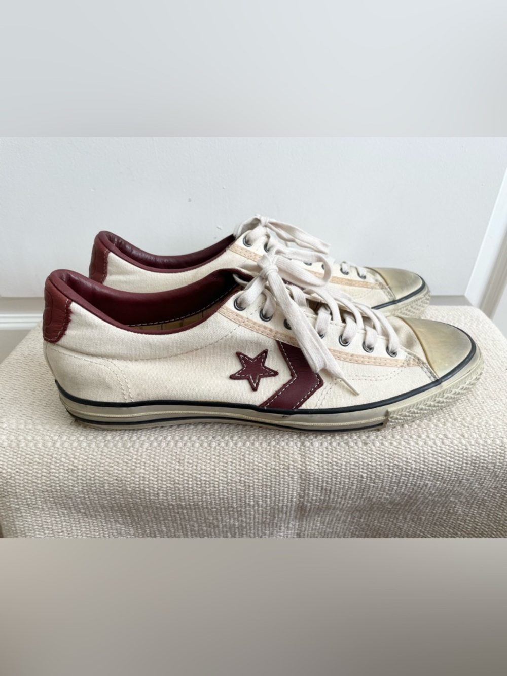 Converse John Varvatos Star Player Canvas White And Red Maroon Mens 12
